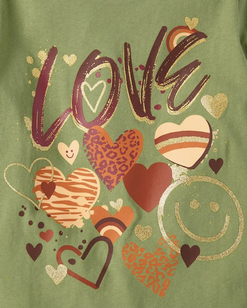Girls Love Heart Graphic Tee