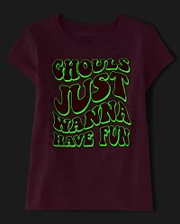 Girls Glow Ghouls Fun Graphic Tee