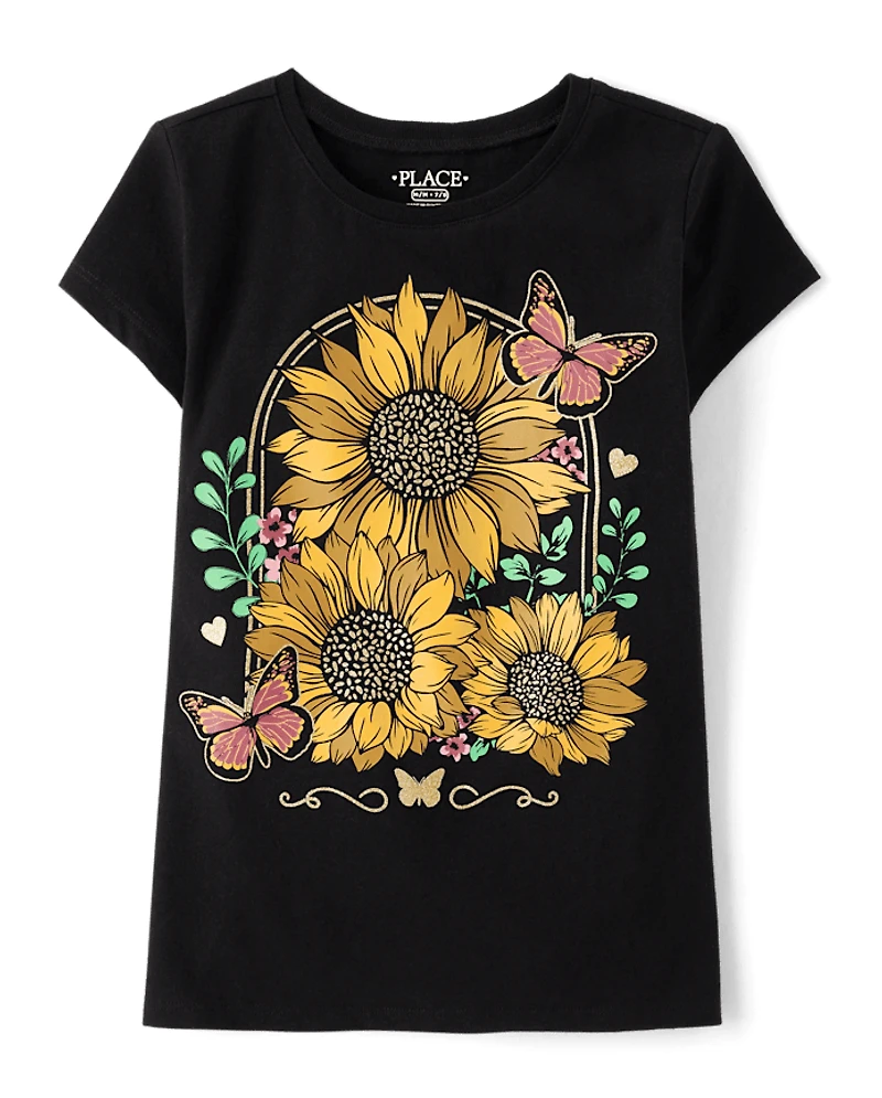 Girls Sunflower Graphic Tee