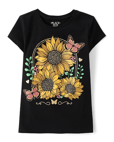 Girls Sunflower Graphic Tee