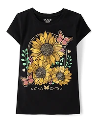 Girls Sunflower Graphic Tee