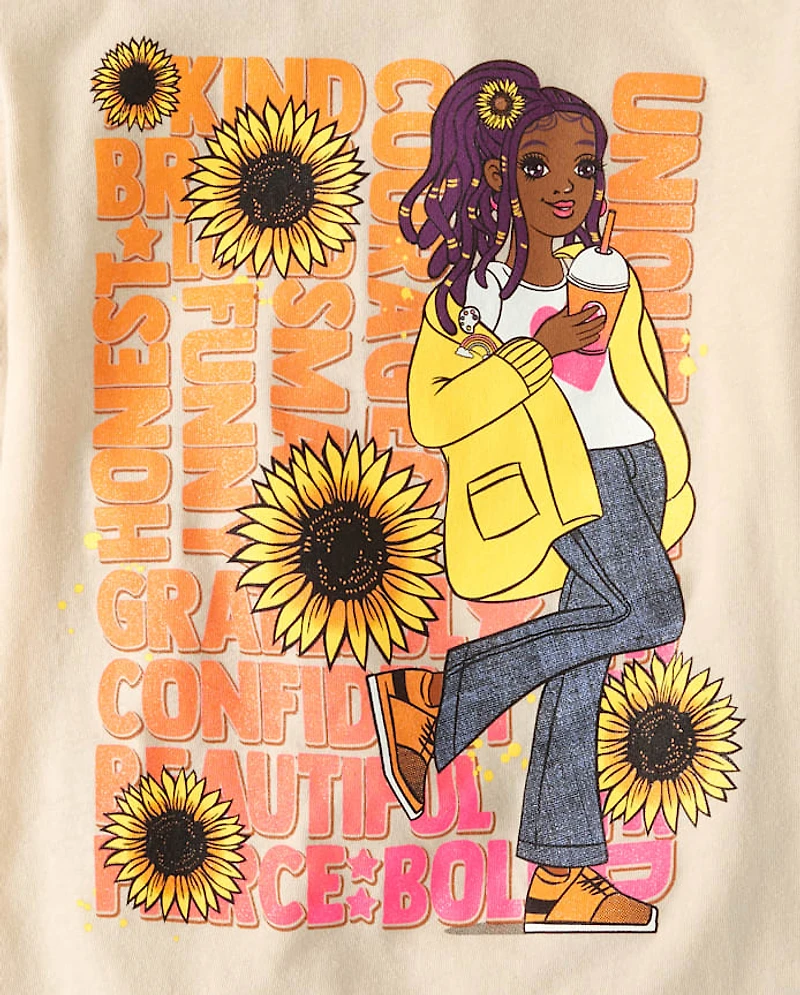 Girls Sunflower Girl Graphic Tee