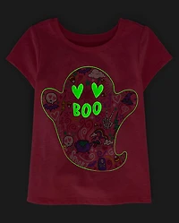 Baby And Toddler Girls Glow Ghost Boo Graphic Tee