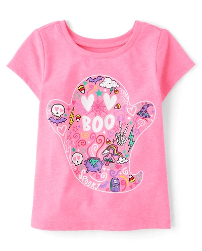 Baby And Toddler Girls Glow Ghost Boo Graphic Tee