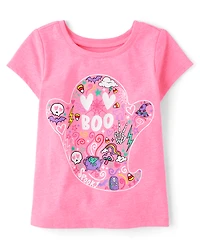 Baby And Toddler Girls Glow Ghost Boo Graphic Tee
