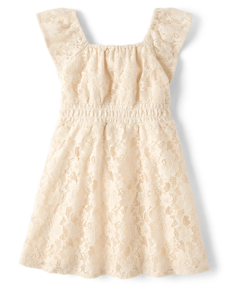 Girls Lace Smocked Dress