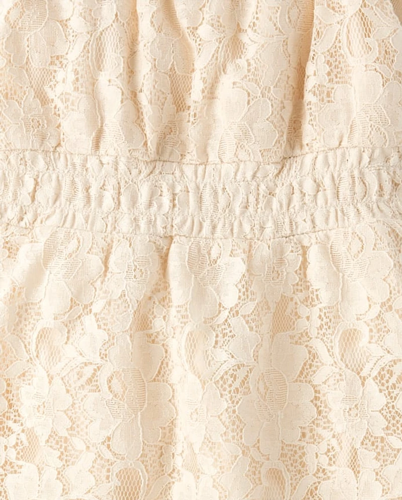 Girls Lace Smocked Dress