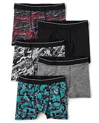 Boys Print Performance Boxer Brief Underwear 5-Pack