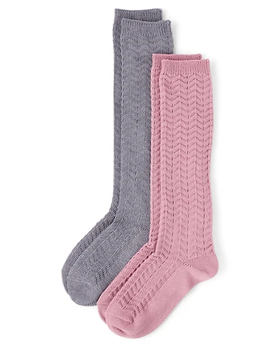 Girls Pointelle Boot Socks 2-Pack
