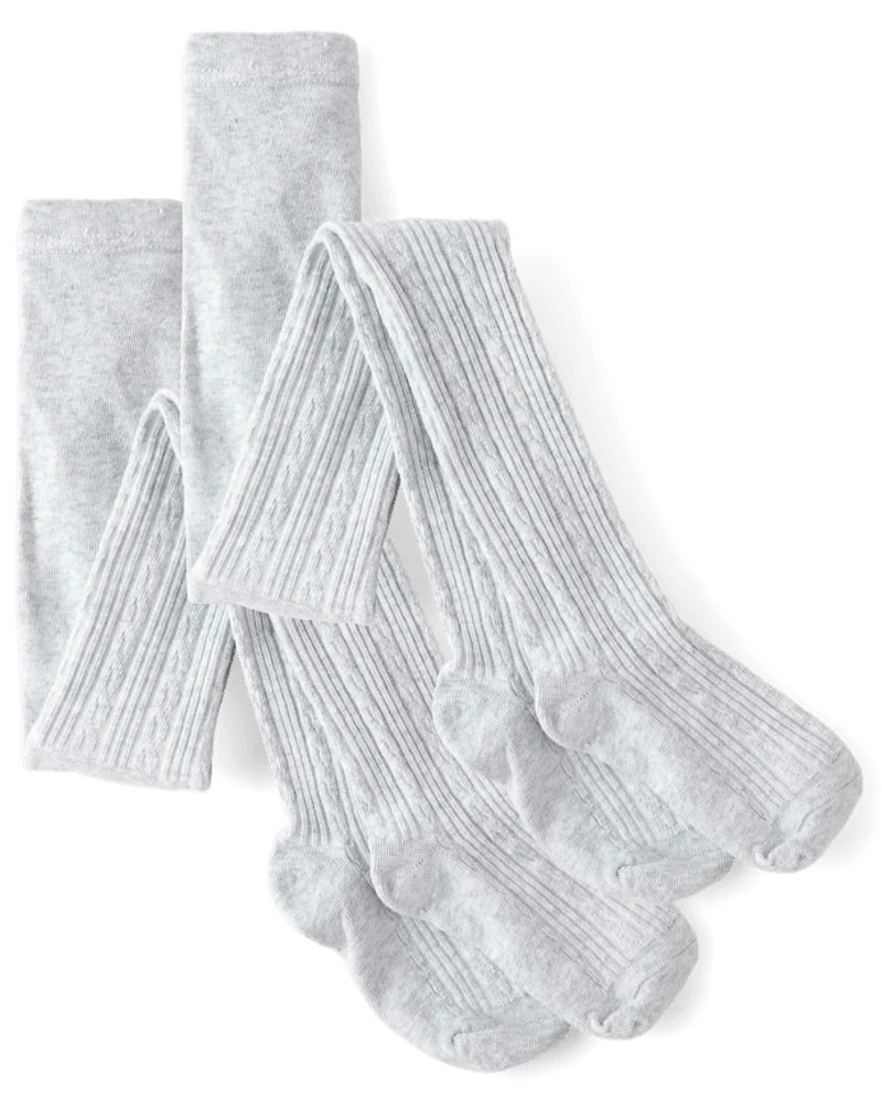 Girls Cable Knit Tights 2-Pack