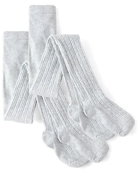 Girls Cable Knit Tights 2-Pack