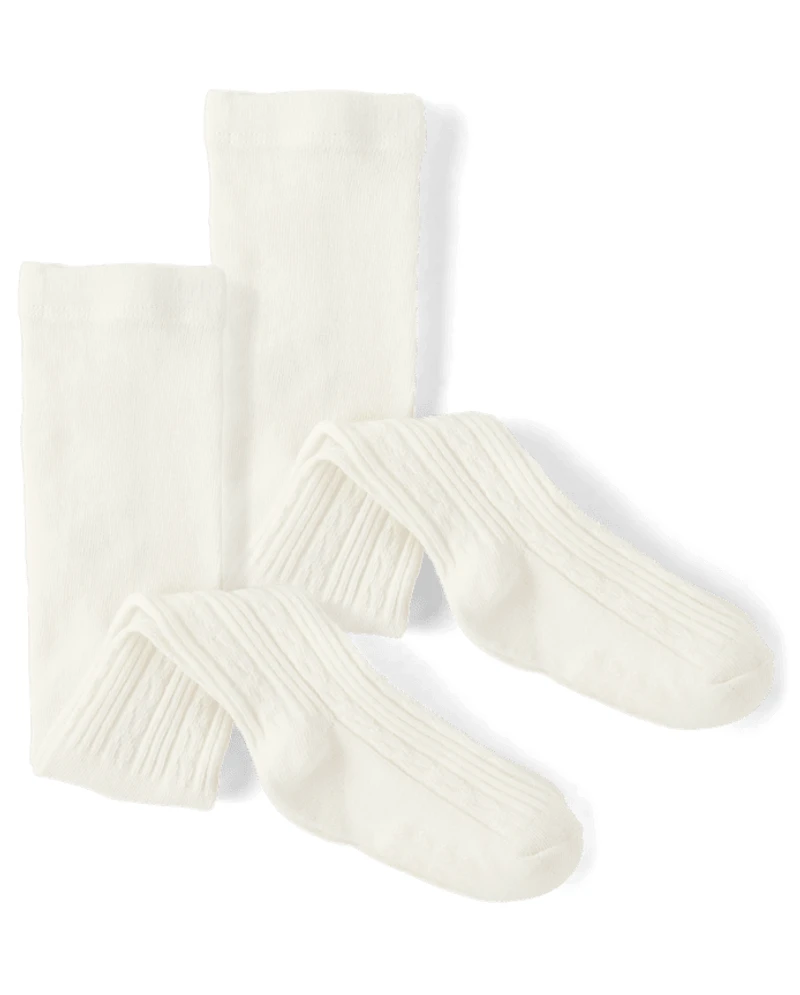 Baby And Toddler Girls Cable Knit Tights 2-Pack