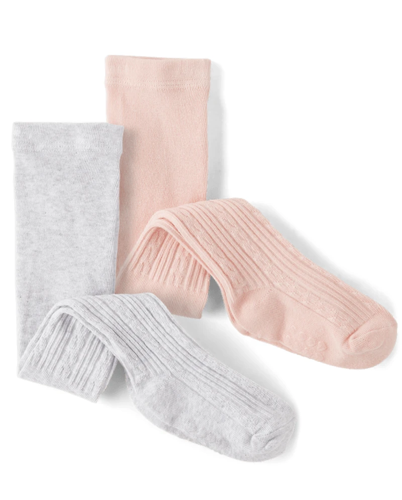 Baby And Toddler Girls Cable Knit Tights 2-Pack