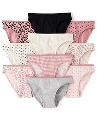 Girls Leopard Bikini Underwear 10-Pack
