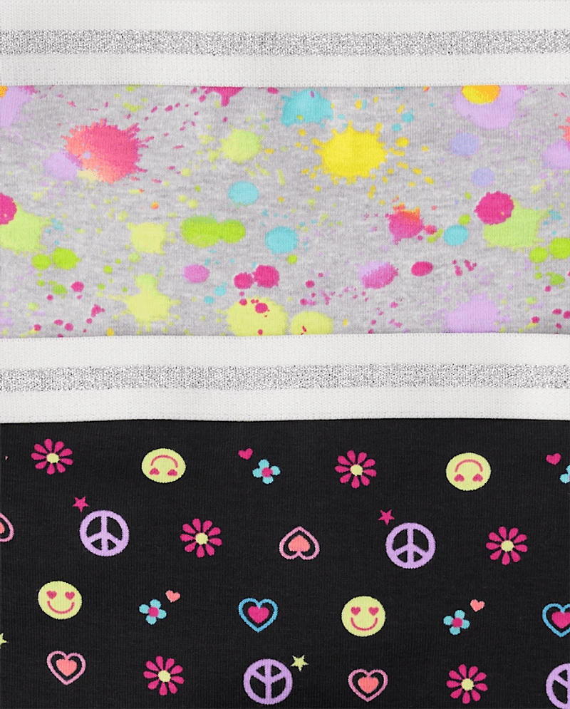 Girls Paint Splatter Girl Short Underwear 7-Pack