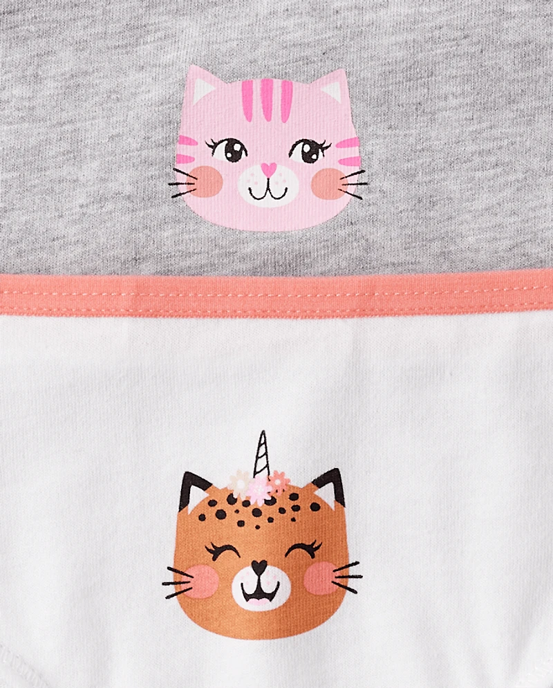Lot de 7 sous-vêtements pour petites filles à motif chat