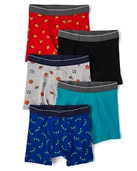 Boys Sport Boxer Brief Underwear 5-Pack