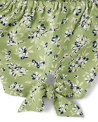 Girls Floral Tie Sleeve Dress