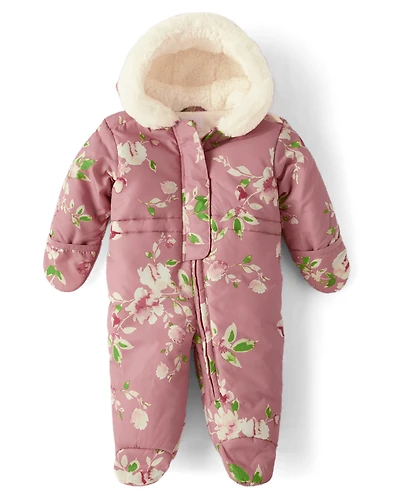 Baby Girls Floral Snowsuit