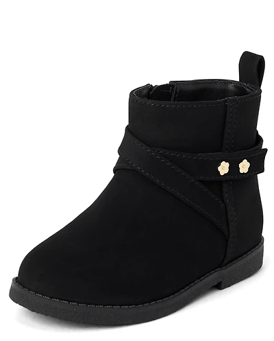 Toddler Girls Flower Stud Booties