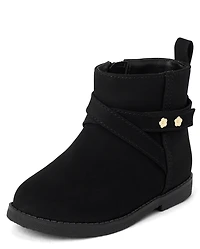 Toddler Girls Flower Stud Booties