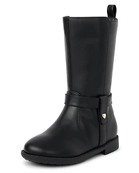 Bottes hautes à clous en forme de cœur pour petites filles