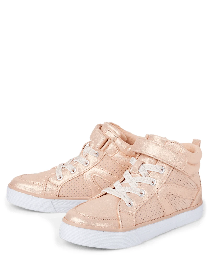 Girls Glitter High Top Sneakers