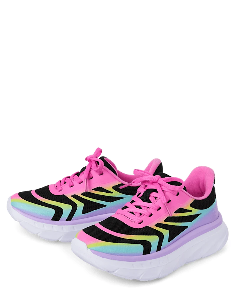 Girls Rainbow Running Sneakers