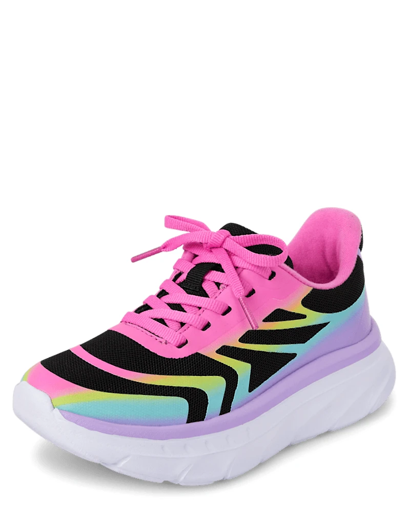 Girls Rainbow Running Sneakers