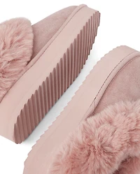 Girls Platform Teddy Slip Ons