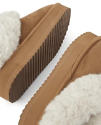 Girls Platform Teddy Slip Ons