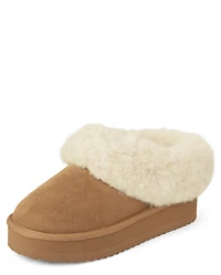 Girls Platform Teddy Slip Ons