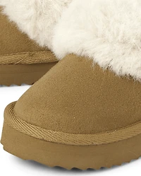 Toddler Girls Platform Teddy Slip Ons