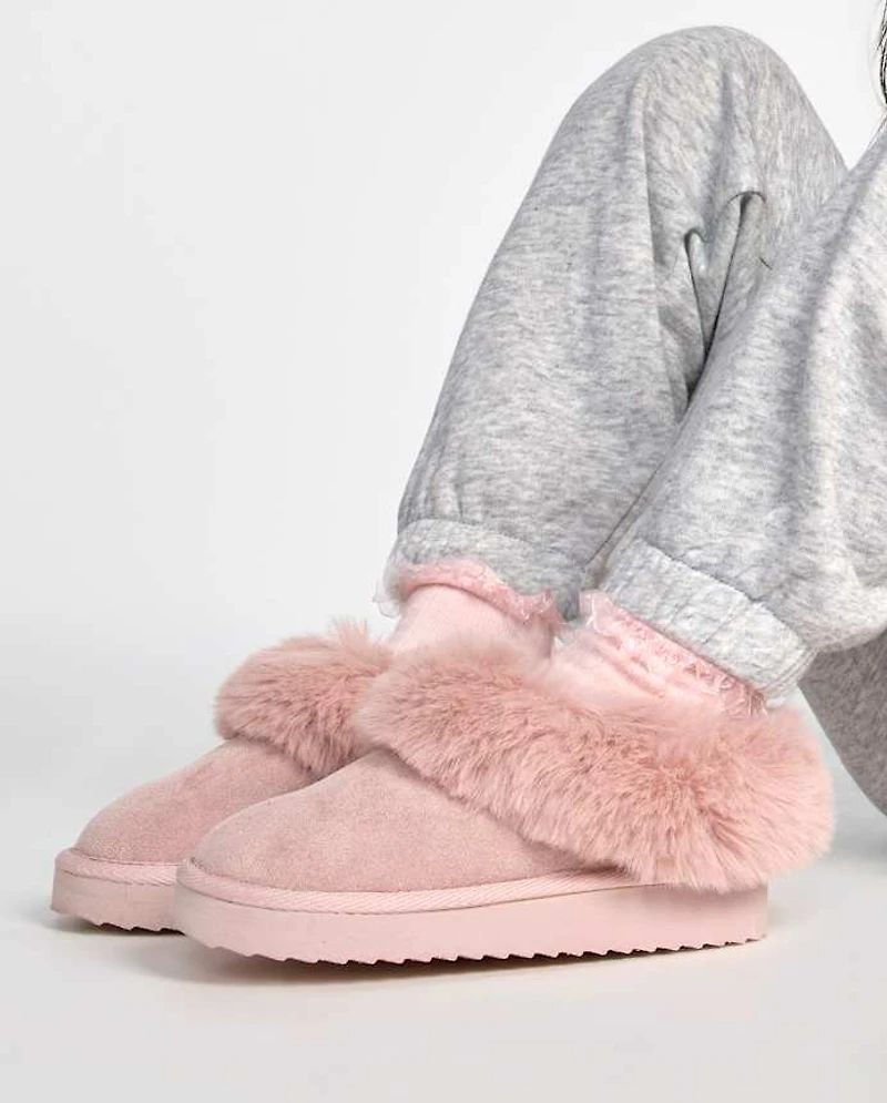 Toddler Girls Platform Teddy Slip Ons