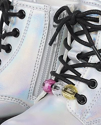 Toddler Girls Holographic Beaded Lace Up Booties