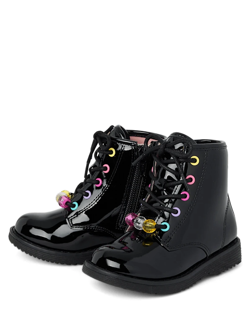 Bottines à lacets et perles pour petites filles