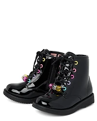 Bottines à lacets et perles pour petites filles