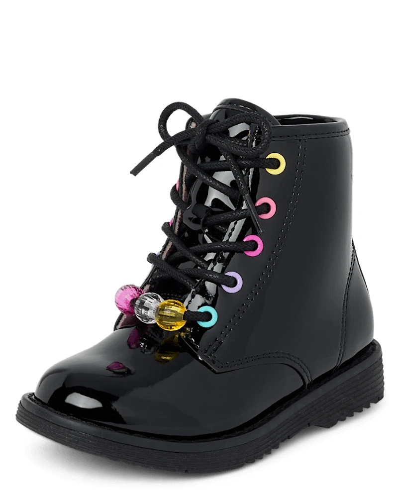 Bottines à lacets et perles pour petites filles