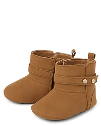Baby Girls Flower Stud Booties
