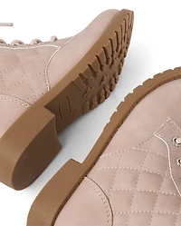 Girls Quilted Lace Up Booties