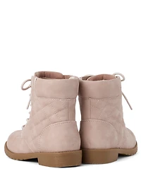Girls Quilted Lace Up Booties