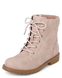 Girls Quilted Lace Up Booties