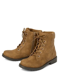 Girls Quilted Lace Up Booties