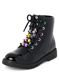 Bottines à lacets et perles pour filles
