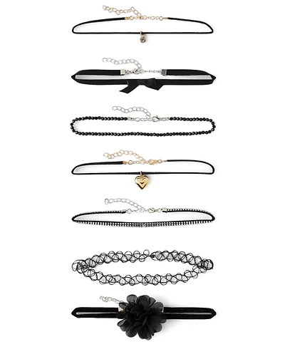 Girls Bow Choker Necklace 7-Pack