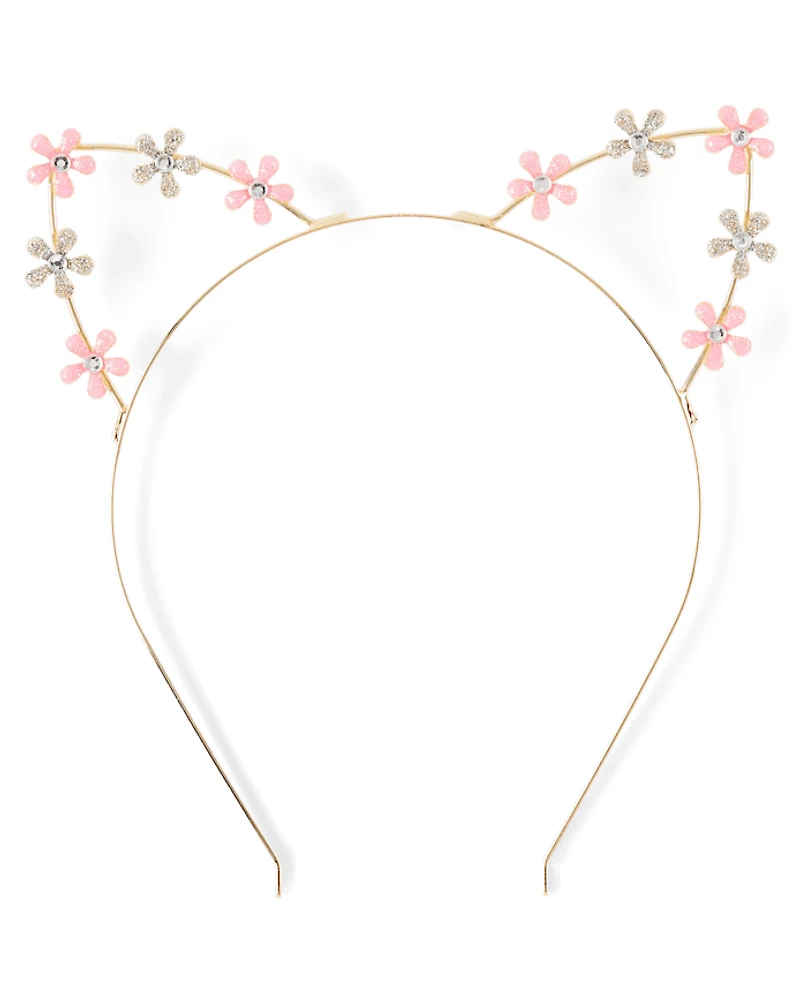 Girls Floral Cat Ears Headband