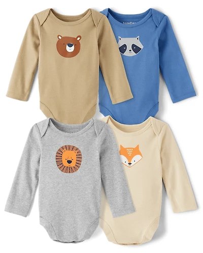 Baby Animal Bodysuit 4-Pack
