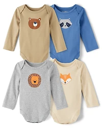 Baby Animal Bodysuit 4-Pack