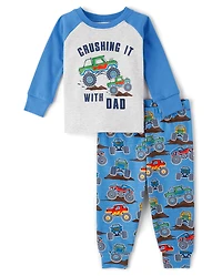 Baby And Toddler Boys Monster Truck Snug Fit Cotton Pajamas