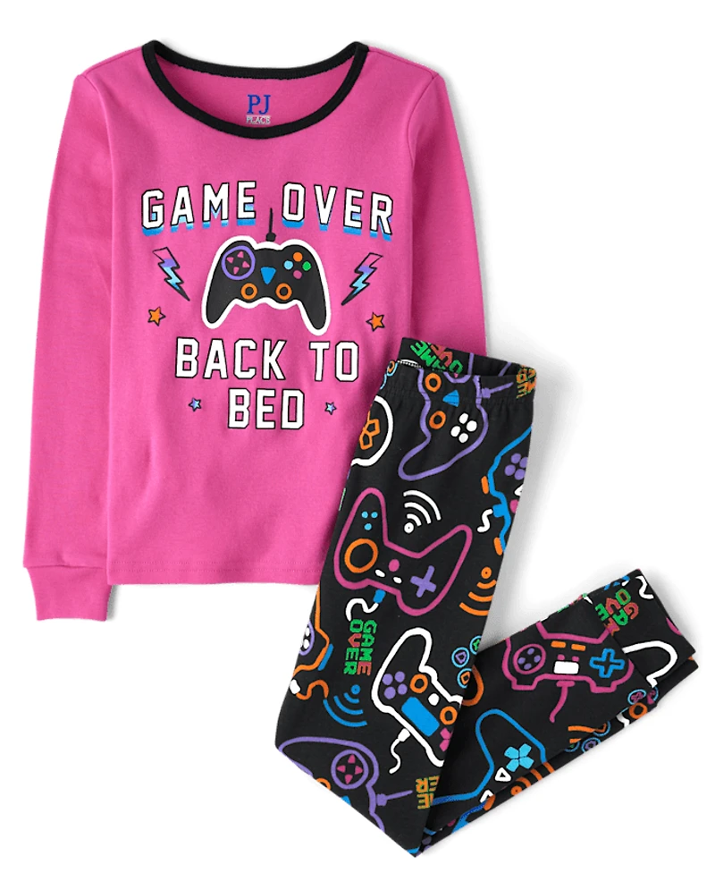 Girls Glow Video Game Snug Fit Cotton Pajamas